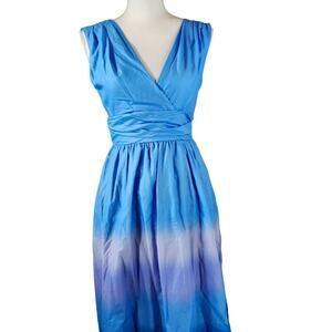 Taylor Maxi Dress Summer Ombre Cotton Preppy Travel Vacation Resortwear Blue XS